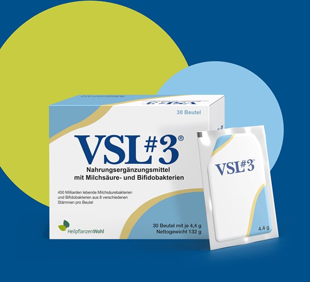 VSL#3 Packung auf blauem Hintergrund